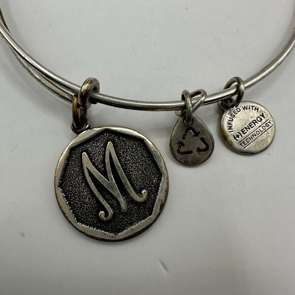 Alex and Ani bracelet M Initial Silver costume jewelry Expandable Adjustable - Picture 1 of 5